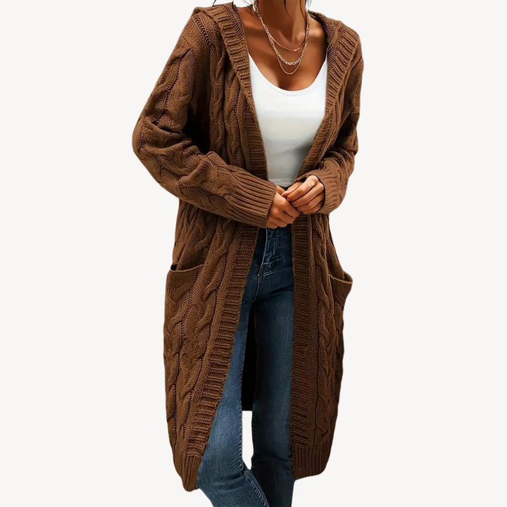 Drune | Kabelstrick Kapuzencardigan