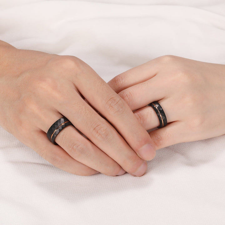 Drune - 8mm Edelstein Ring mit Turmalin Gefertigt aus Schwarzem Druneramkarbid