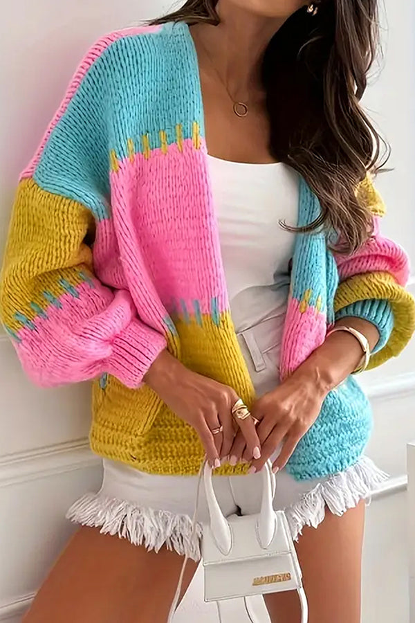 Drune | Lässiger Strickcardigan mit kontrastierenden Nahtdetails