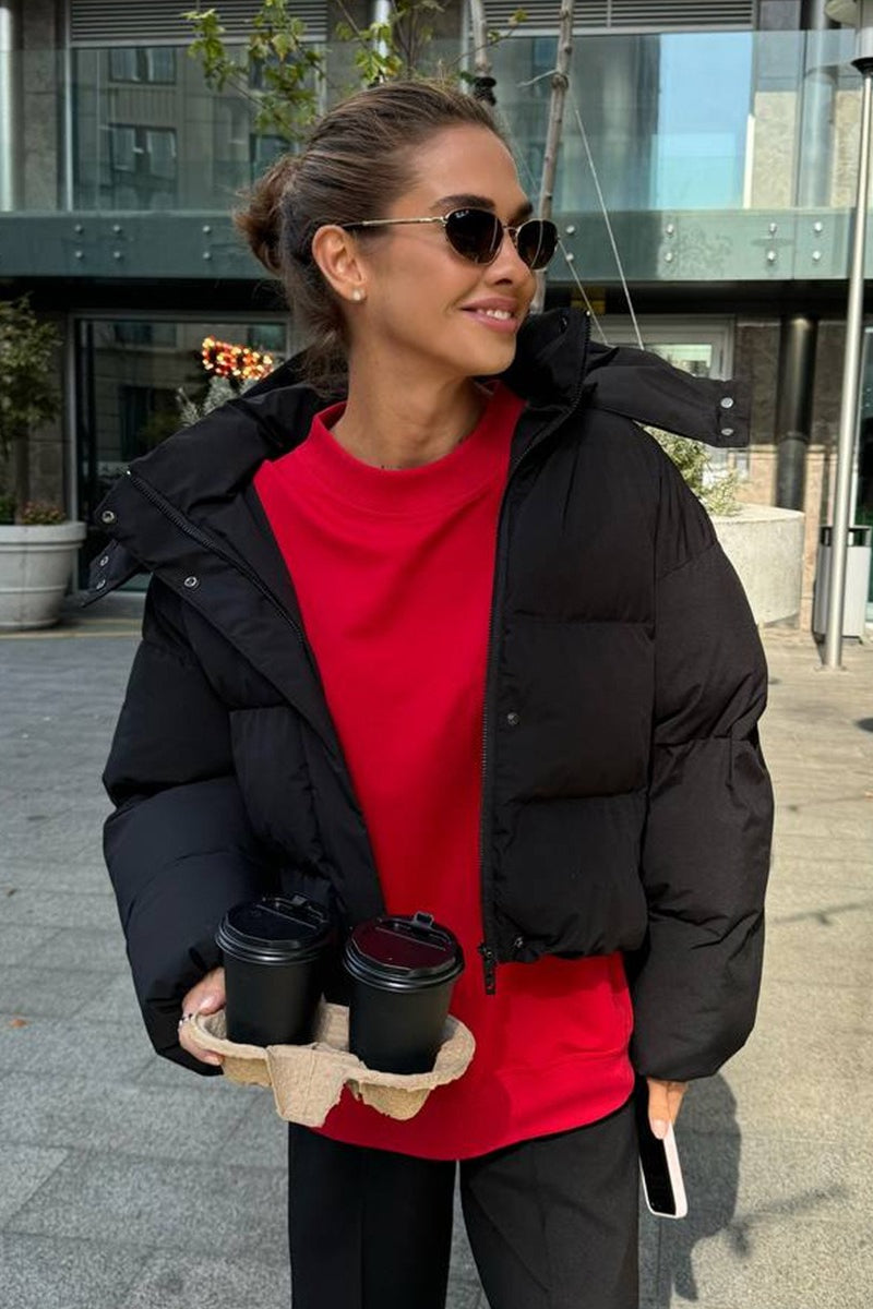 Drune | Passform Gekürzte Kapuzenpuffjacke