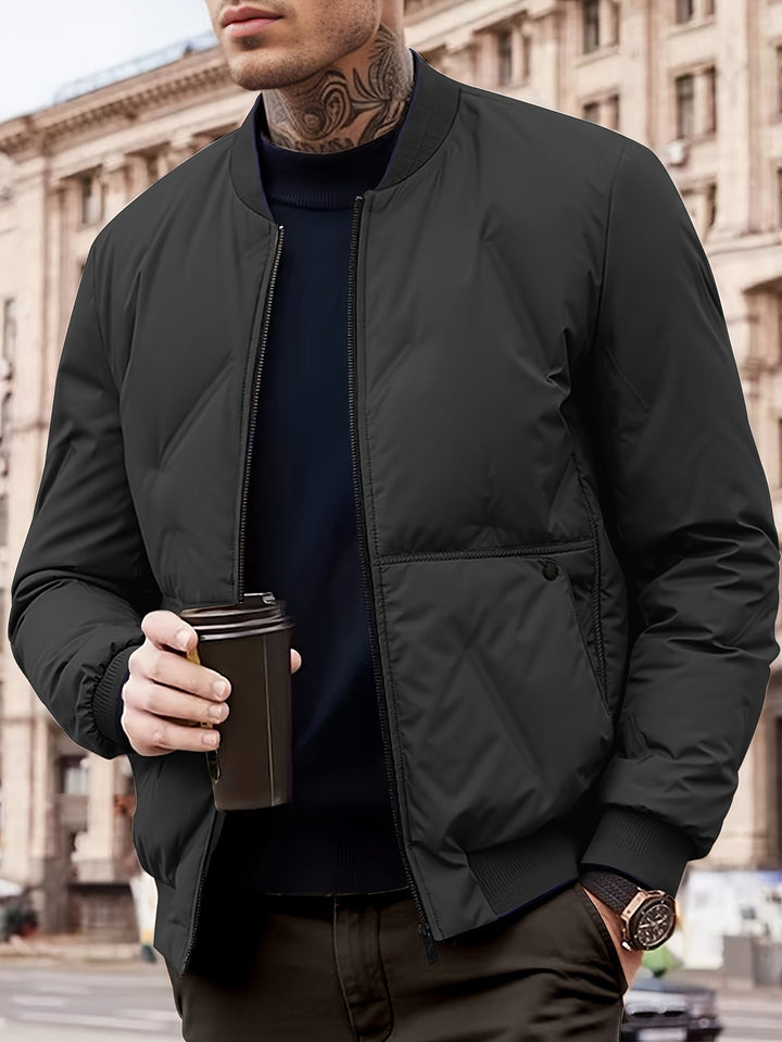 Drune | Baseballkragen Zip einfarbige Polarjacke mit Taschen Winterjacke für Männer - Perfekt für Aktivitäten im Freien