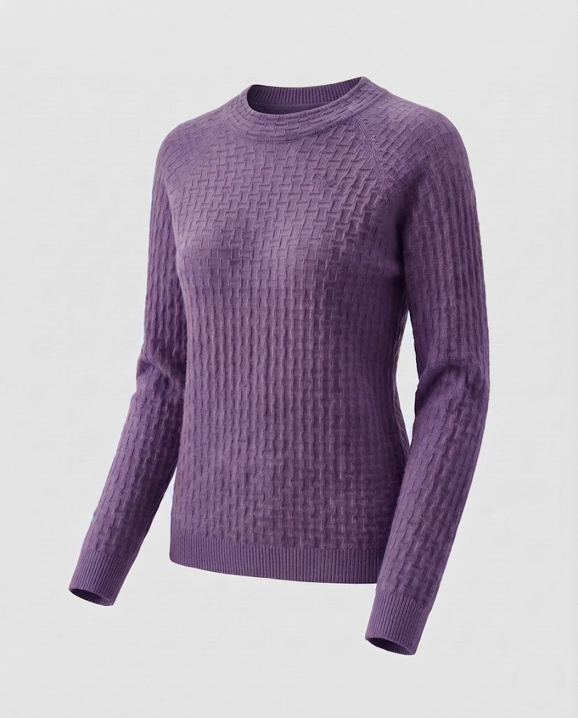 Damen Feinstrick-Pullover mit strukturierter WDruneoptik, Rundhalsausschnitt und kaschmirähnlicher Haptik Drune