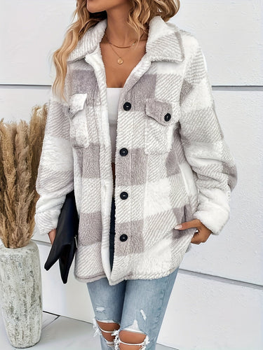 Drune | Warme Fleecejacke mit Karomuster für Frauen