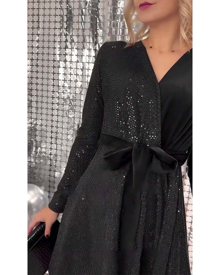 Drune | Sexy Wickelbrust Paillettensamt