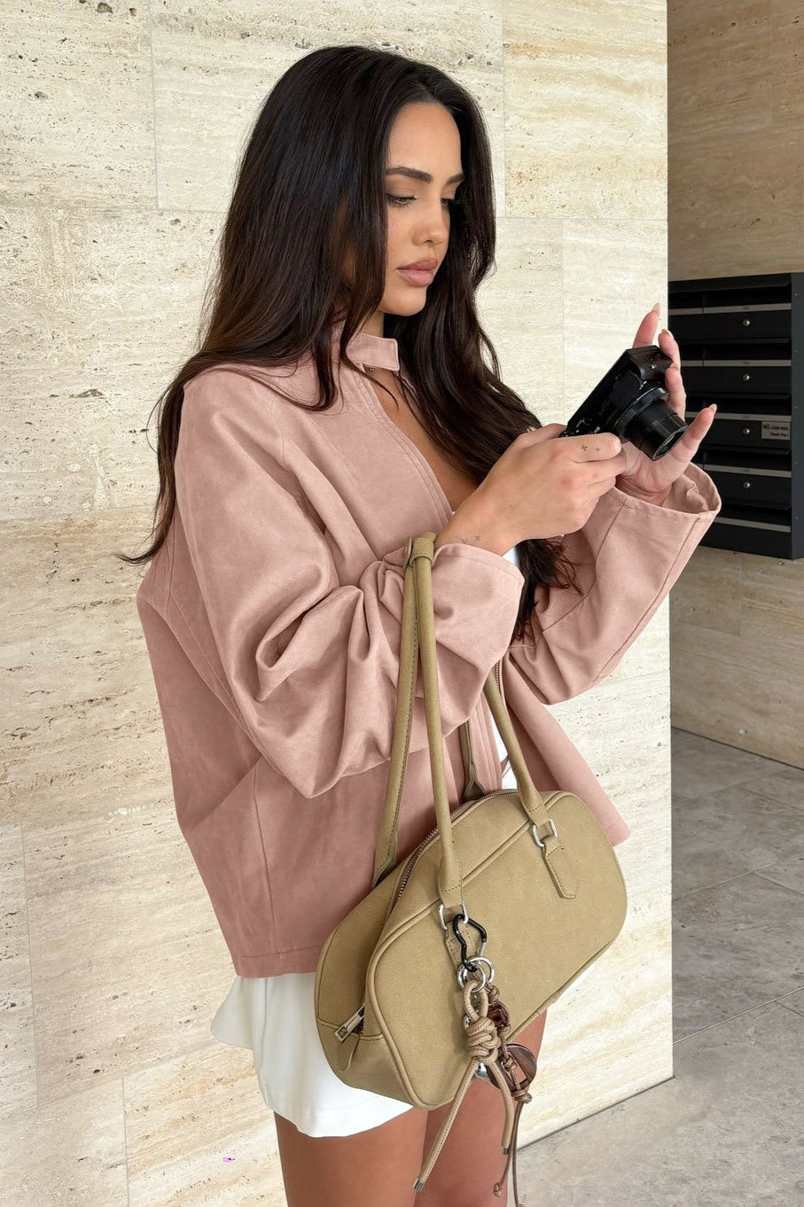 Drune | Kragen Wildleder Langarmjacke