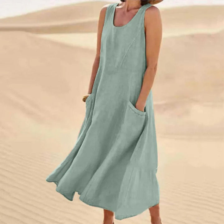 Drune | Ärmelloses Leinenkleid mit Taschen für Damen