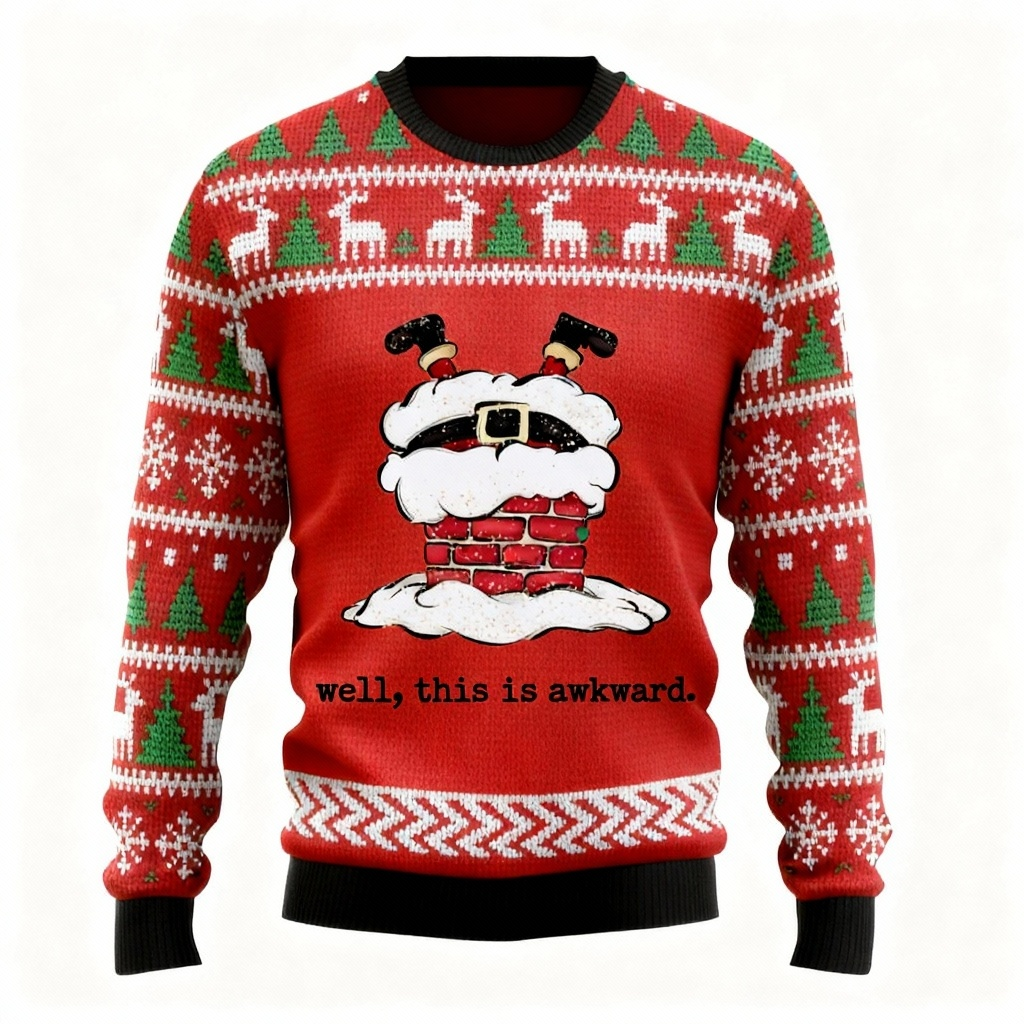 Drune | Verrücktes Weihnachtsmann-Muster Design Pullover - Hässlich & Gemütlich Unisex Pullover