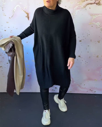 Drune | Lässiger Einfarbiger Pullover mit Hohem Kragen und Langen Ärmeln