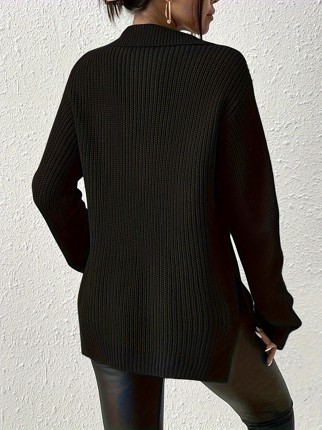 Drune | Damen Strickpullover mit Zipper – Oversized Sweater mit Stehkragen