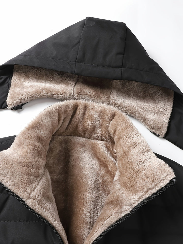 Drune | Stylische Winterjacke für Männer - Warme, wattierte Fleecejacke mit Kapuze
