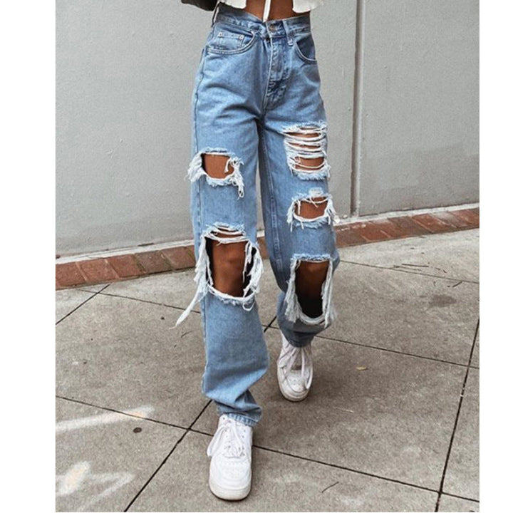 Drune | Damenjeans mit Rissen und Washed-Effekt