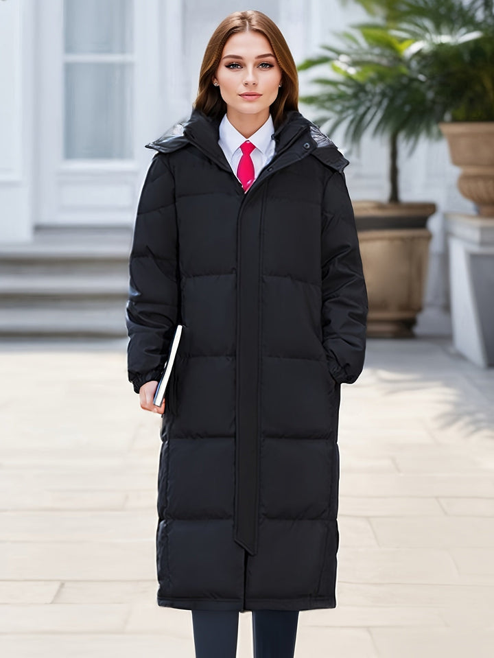 Drune | Stylischer Puffer langer Wintermantel mit Kapuze und Polsterung perfekt für Outdoor-Aktivitäten