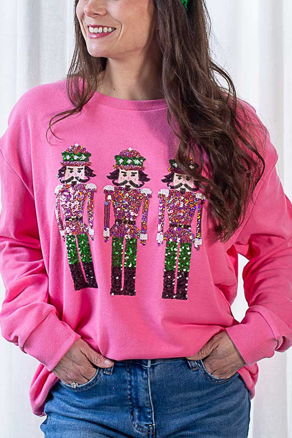 Drune | Weihnachtswächter Pailletten Locker Lässig Sweatshirt