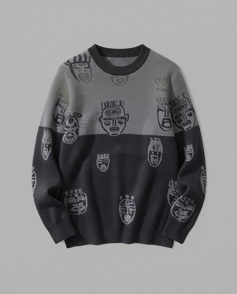 Damen gemusterter Strickpullover Drune