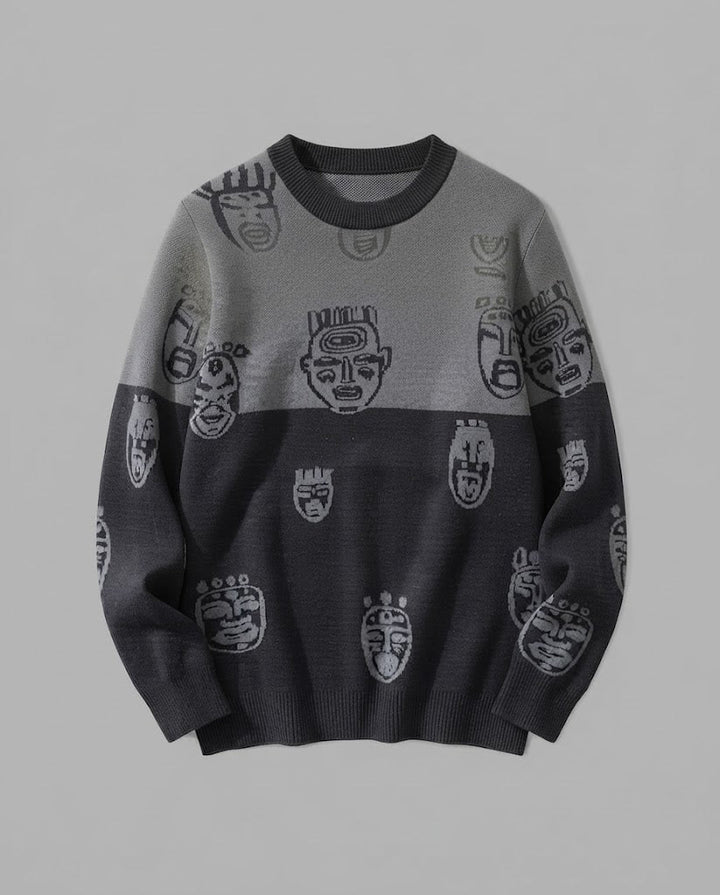 Damen gemusterter Strickpullover Drune