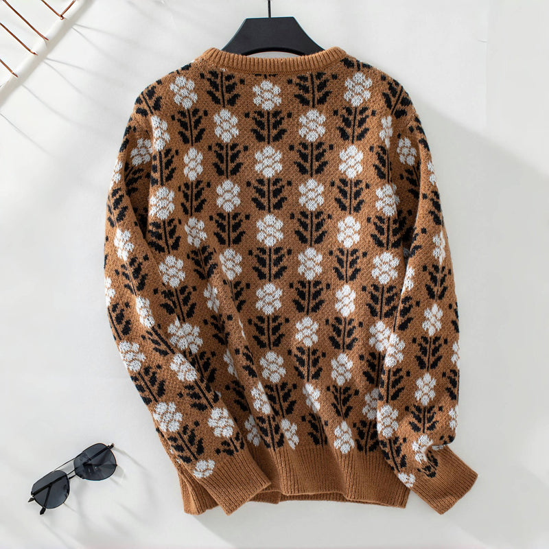 Drune | Blumenstrickjacke mit Feinem Muster