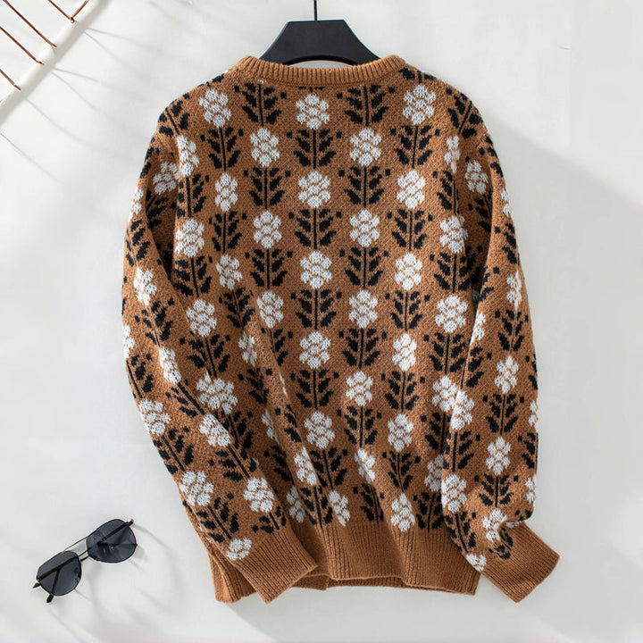 Drune | Blumenstrickjacke mit Feinem Muster
