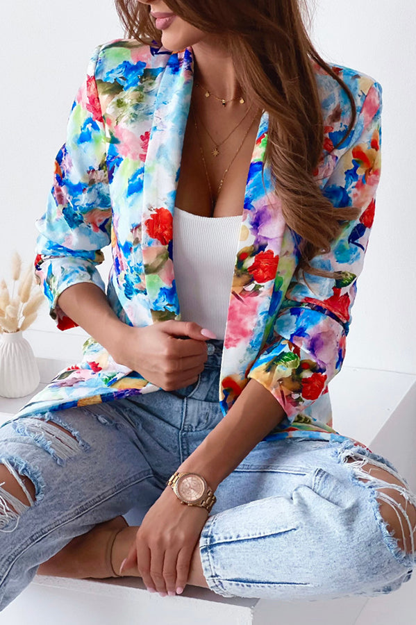 Drune | Freie und Echte Florale Revers Freizeitanzug Blazer