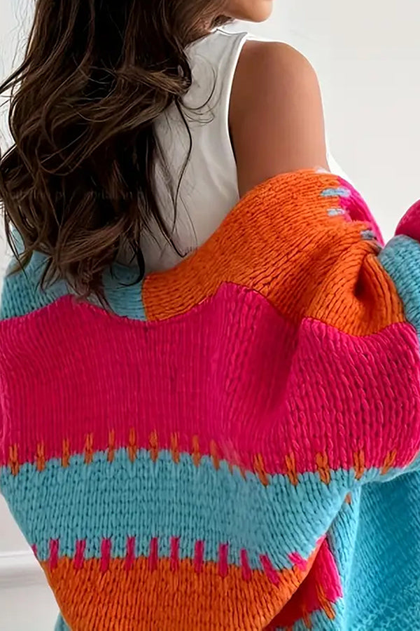Drune | Lässiger Strickcardigan mit kontrastierenden Nahtdetails