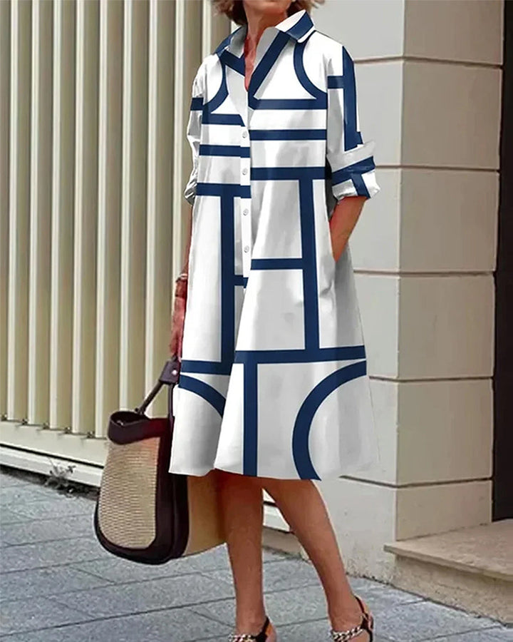 Drune | Kleid mit Taschen und Geometrischem Druck