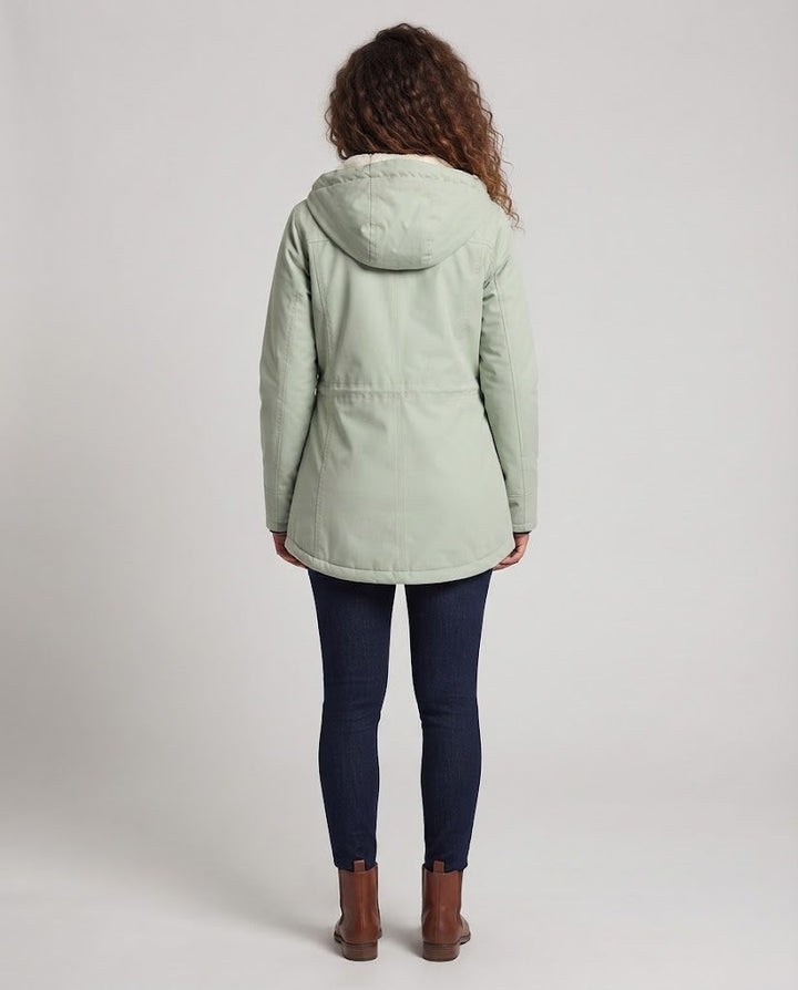 Damen Gefütterte Kapuzenparka mit Teddyfutter, Kordelzug und Pattentaschen Drune