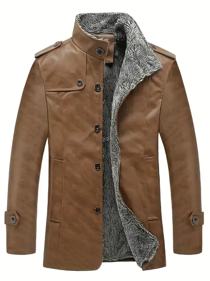Drune | Herren Lederjacke mit Fleece-Futter