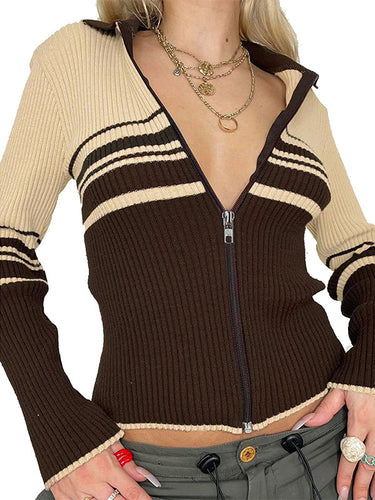 Drune | vintage gestreifter Patchwork-Reverscardigan
