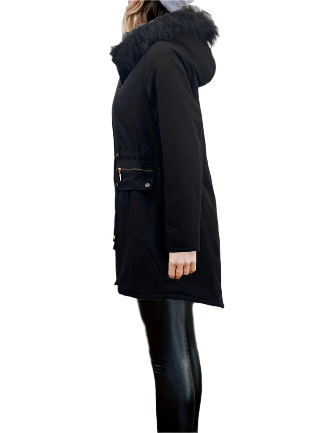 Drune | Pelz Winterjacke für Damen - mit Kapuze und Taschen
