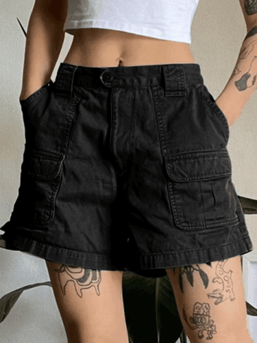 Drune | Denim Gerade Bein Cargo Shorts