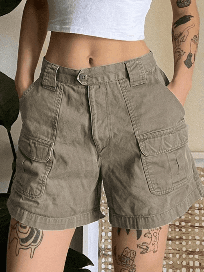 Drune | Denim Gerade Bein Cargo Shorts