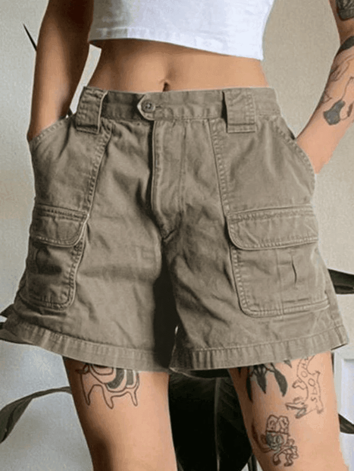 Drune | Denim Gerade Bein Cargo Shorts