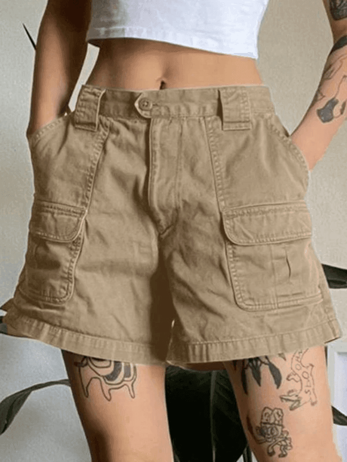 Drune | Denim Gerade Bein Cargo Shorts