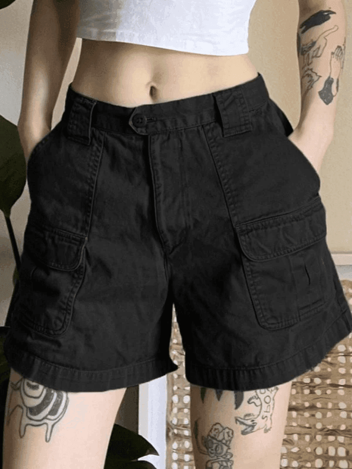 Drune | Denim Gerade Bein Cargo Shorts