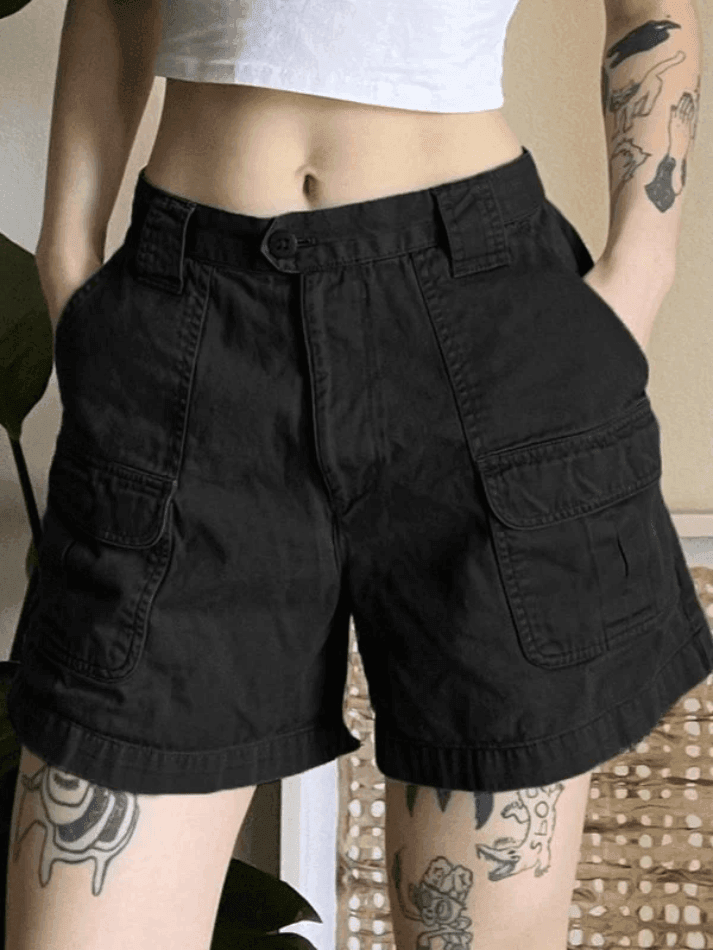 Drune | Denim Gerade Bein Cargo Shorts