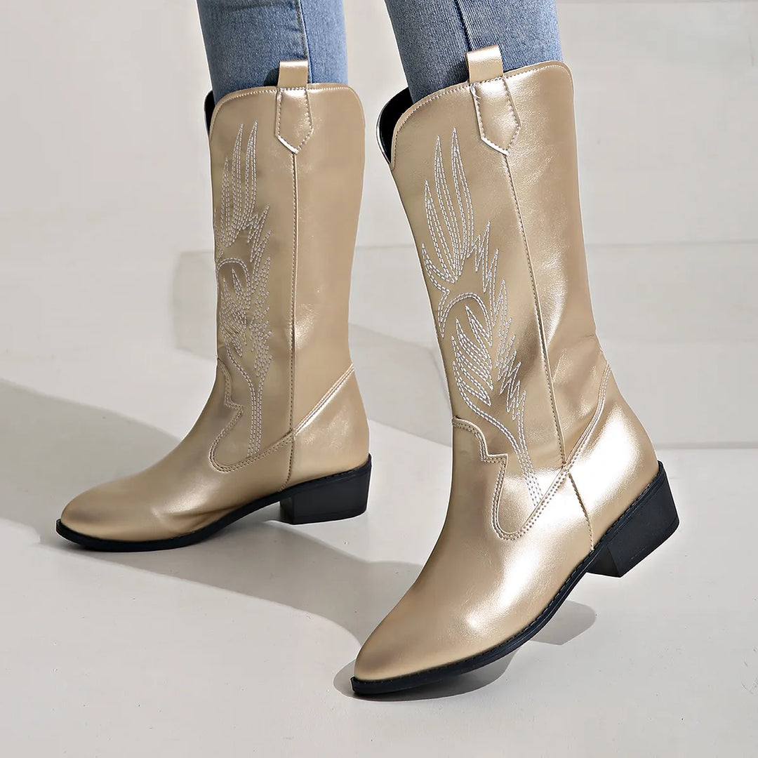 Drune - PU-Leder-Cowboystiefel mit weichem Innenfutter