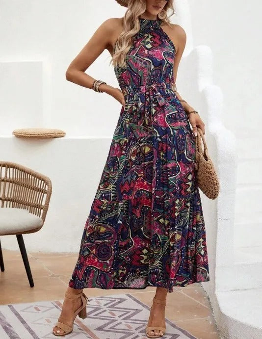Drune | Damen Retro Maxi Halterneck & Vintage-inspiriert