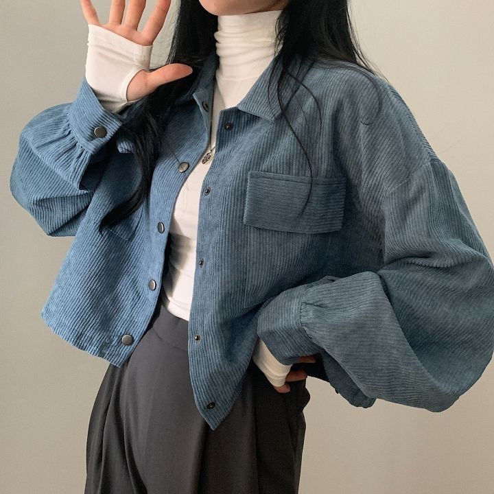 Drune | Elegante blaue Cordjacke für Damen