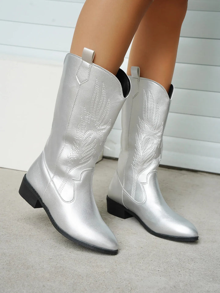 Drune - PU-Leder-Cowboystiefel mit weichem Innenfutter