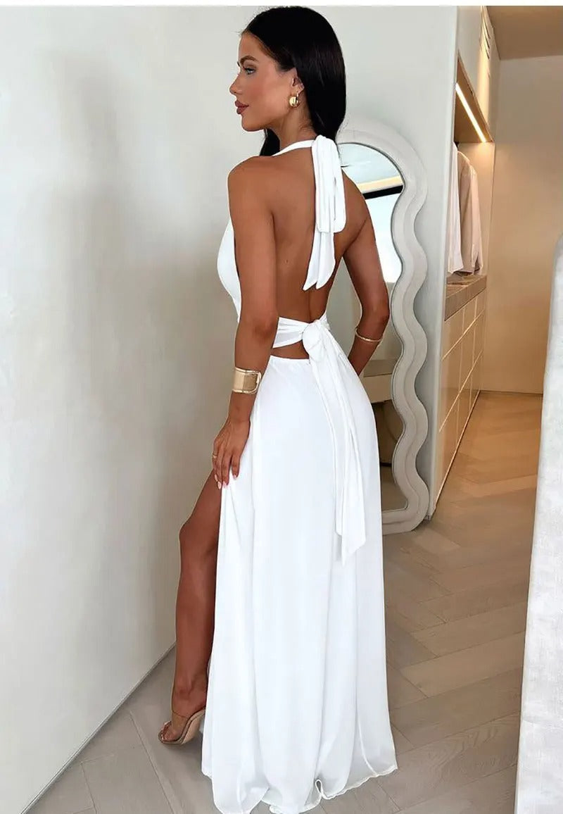 Drune | Tief ausgeschnittenes Halterkleid mit Schlitz