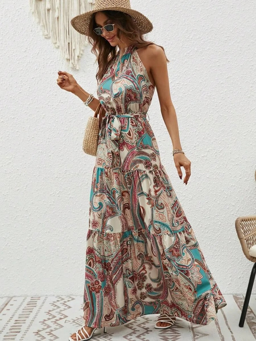 Drune | Damen Retro Maxi Halterneck & Vintage-inspiriert