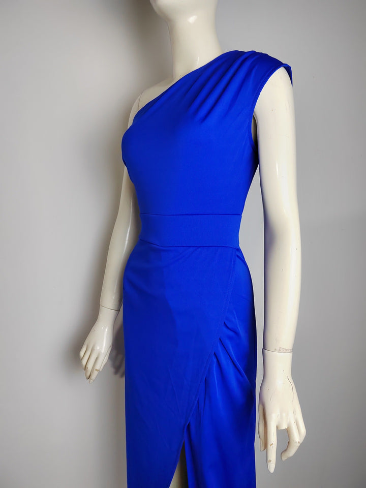 Drune Elegante Formelle Solide Schlitz Asymmetrisch Schräg Kragen Abendkleider