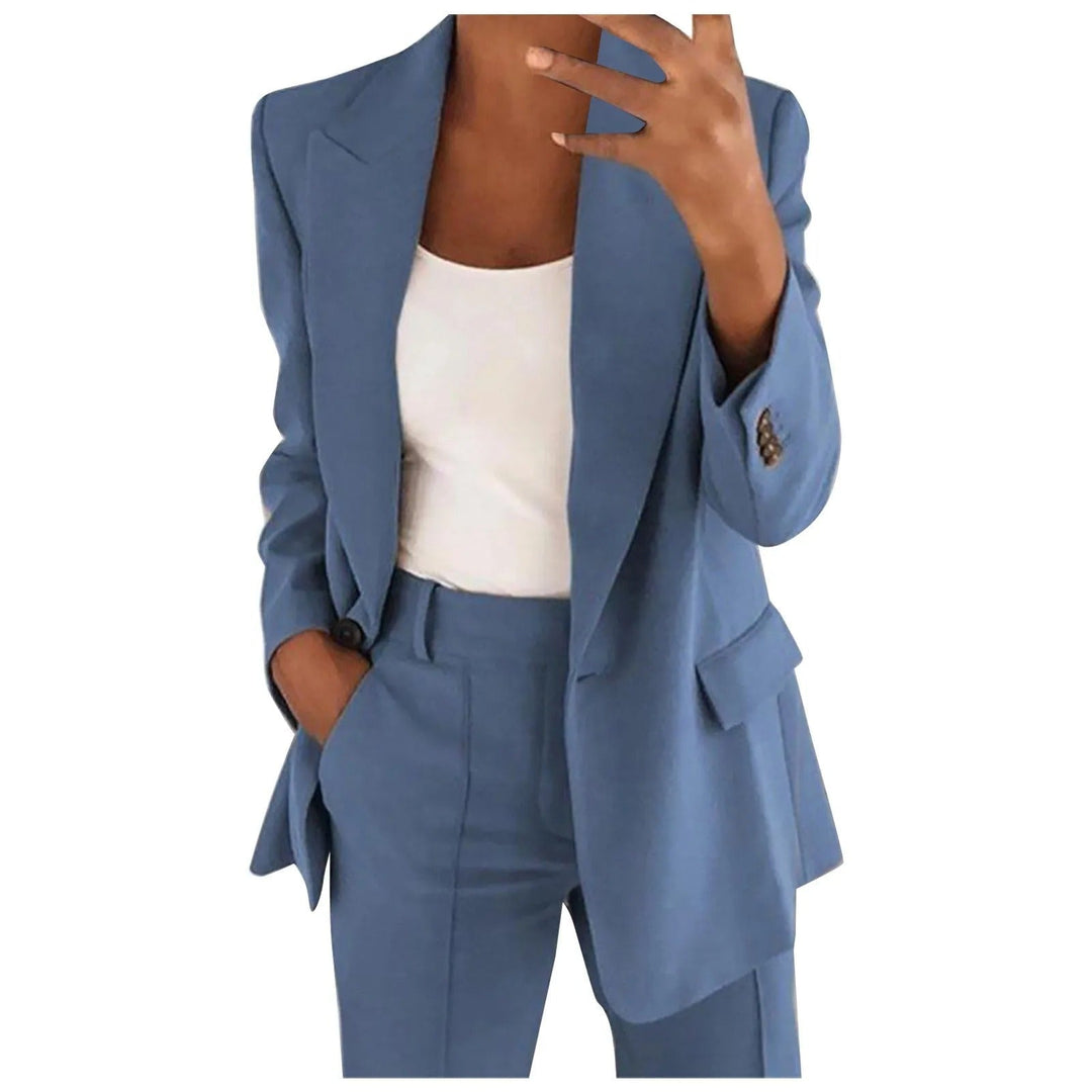 Drune | Damenanzug mit Blauer Jacke und Einfarbiger Hose