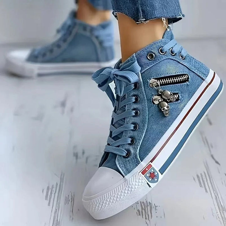 Damen Denim Hi-Top Sneakers Drune