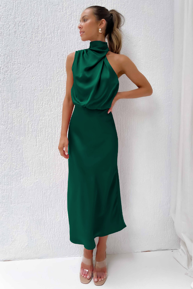 Drune | Elegantes Midikleid Mit Asymmetrischem Rundhalsausschnitt