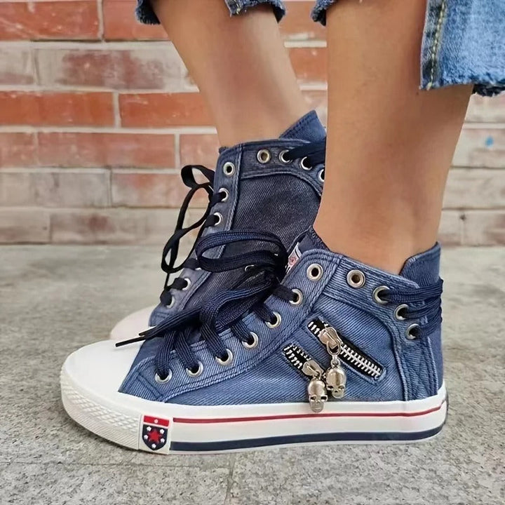 Damen Denim Hi-Top Sneakers Drune