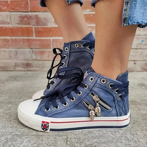Damen Denim Hi-Top Sneakers Drune