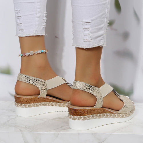 Drune | Sommerliche Leder Keilsandalen