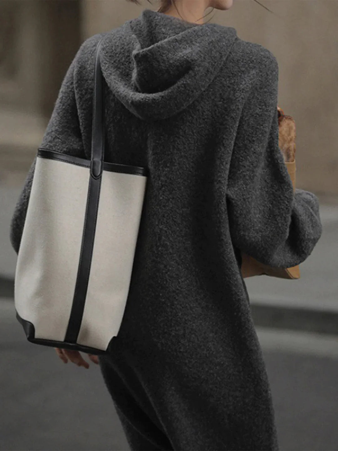 Drune | Woll - Kapuzen - Strick - Midi - Kleid