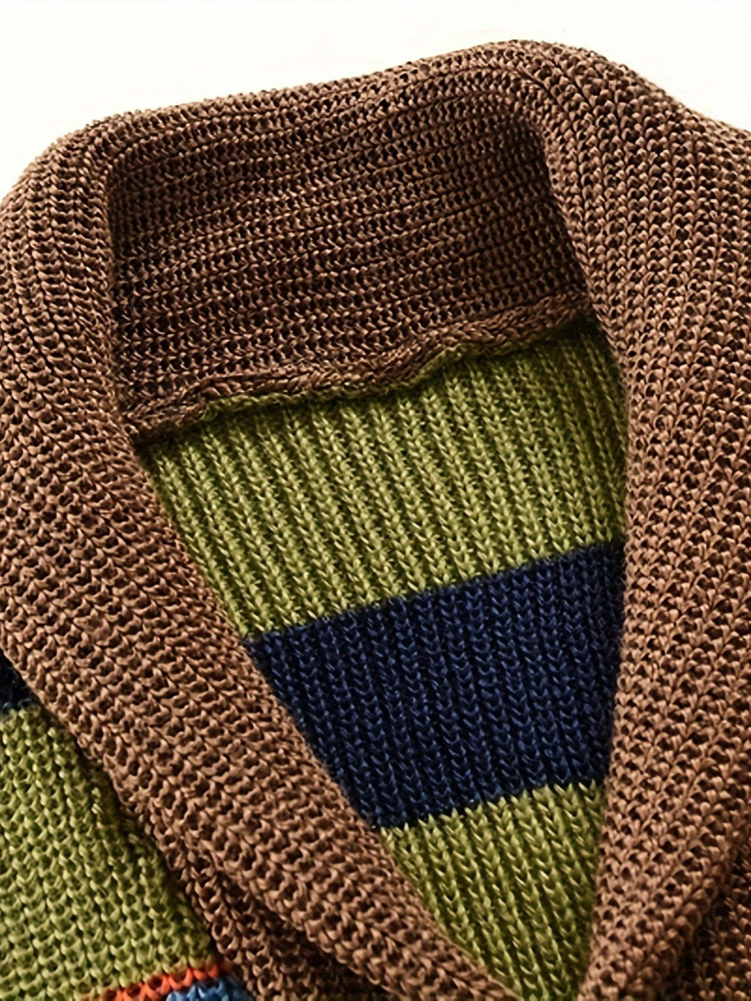Drune | Großer Gestrickter Herren Strickjacke Mit Kontrastierenden Farben