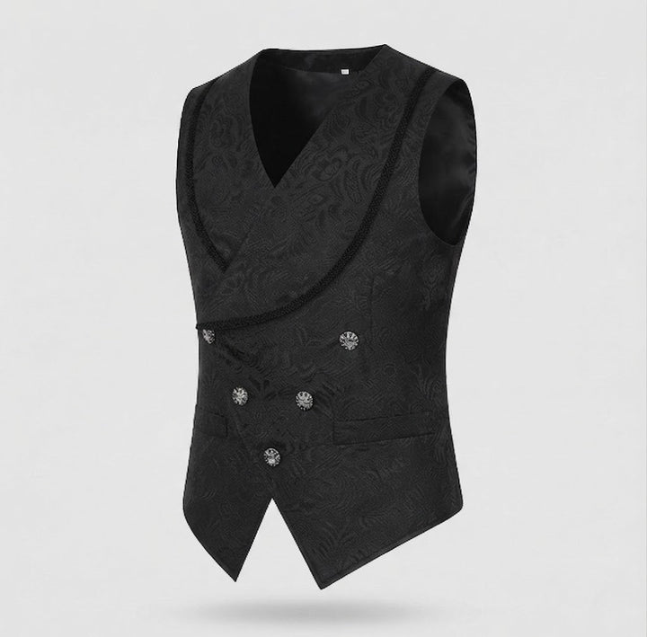 Damen Elegante Samt-Weste mit Blumenmustern und doppelter Knopfleiste Drune